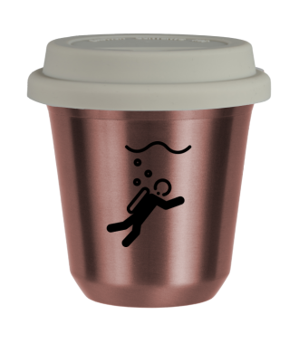 Tasse 150 ml OR ROSE "Plongée (noir)", avec couvercle blanc Tasse 150 ml OR ROSE "Plongée (noir)", avec couvercle blanc