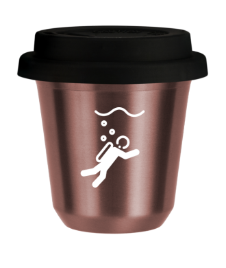 Tasse 150 ml OR ROSE "Plongée (blanc)", avec couvercle noir Tasse 150 ml OR ROSE "Plongée (blanc)", avec couvercle noir