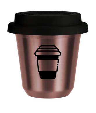 Tasse 150 ml OR ROSE, avec couvercle noir Tasse 150 ml OR ROSE, avec couvercle noir