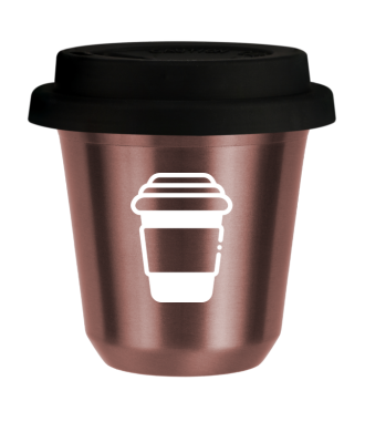 Tasse 150 ml OR ROSE, avec couvercle noir Tasse 150 ml OR ROSE, avec couvercle noir
