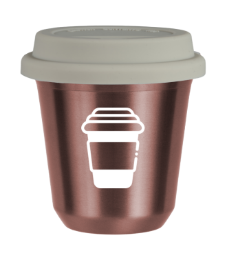 Tasse 150 ml OR ROSE, avec couvercle blanc Tasse 150 ml OR ROSE, avec couvercle blanc