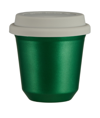 Tasse 80 ml VERT MÉTALLIQUE, avec couvercle blanc Tasse 80 ml VERT MÉTALLIQUE, avec couvercle blanc