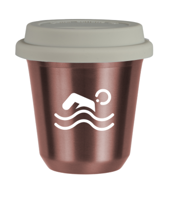 Tasse 150 ml OR ROSE "Natation (blanc)", avec couvercle blanc Tasse 150 ml OR ROSE "Natation (blanc)", avec couvercle blanc