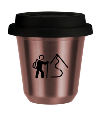 Tasse 150 ml OR ROSE "Escalade 2", avec couvercle noir Tasse 150 ml OR ROSE "Escalade 2", avec couvercle noir