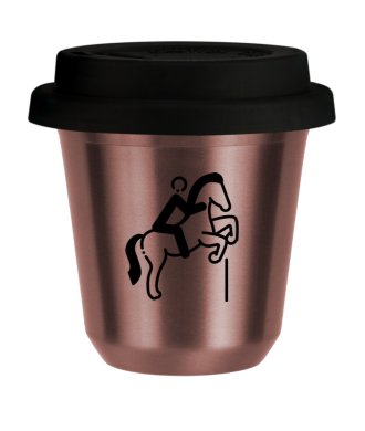 Tasse 150 ml OR ROSE "Équitation 1", avec couvercle noir Tasse 150 ml OR ROSE "Équitation 1", avec couvercle noir