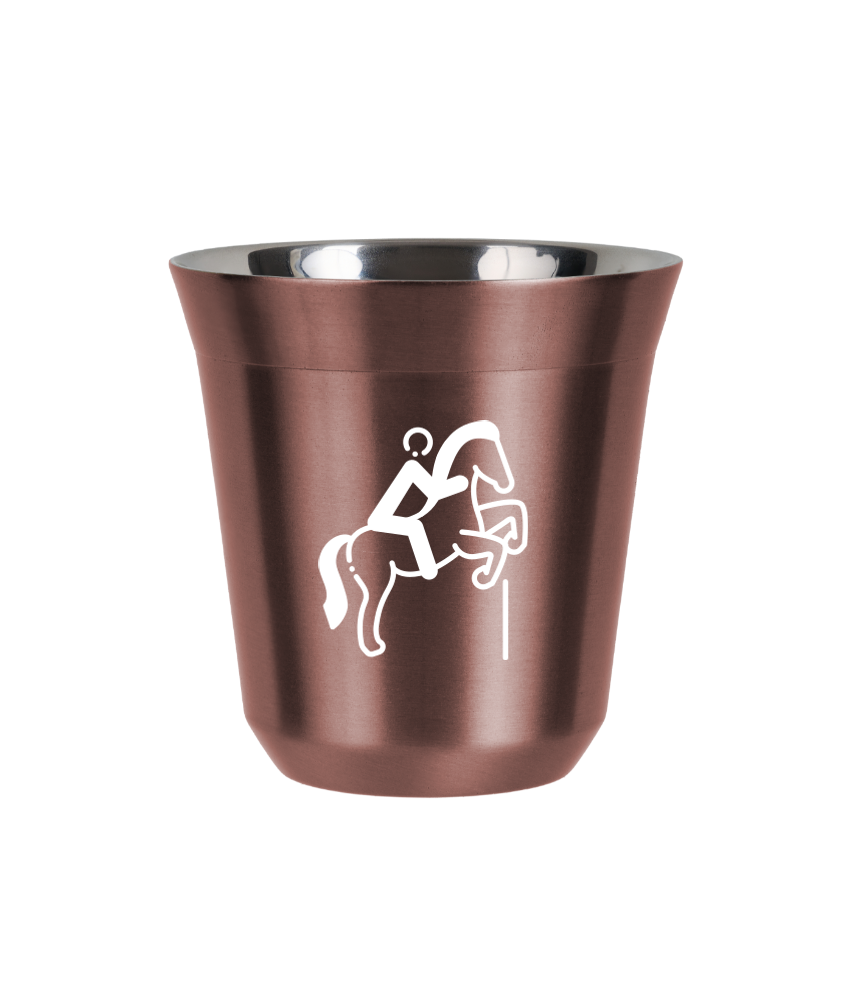 Tasse 150 ml OR ROSE "Équitation 1 (blanc)"