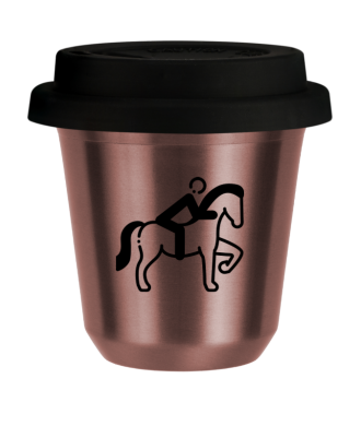 Tasse 150 ml OR ROSE "Équitation 2", avec couvercle noir Tasse 150 ml OR ROSE "Équitation 2", avec couvercle noir