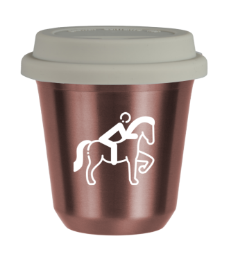 Tasse 150 ml OR ROSE "Équitation 2 (blanc)", avec couvercle blanc Tasse 150 ml OR ROSE "Équitation 2 (blanc)", avec couvercle blanc