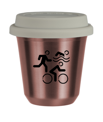 Tasse 150 ml OR ROSE "Sports (noir)", avec couvercle blanc Tasse 150 ml OR ROSE "Sports (noir)", avec couvercle blanc