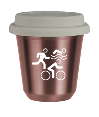 Tasse 150 ml OR ROSE "Sports (blanc)", avec couvercle blanc Tasse 150 ml OR ROSE "Sports (blanc)", avec couvercle blanc