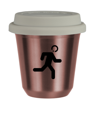 Tasse 150 ml OR ROSE "Coureur (noir)", avec couvercle blanc Tasse 150 ml OR ROSE "Coureur (noir)", avec couvercle blanc