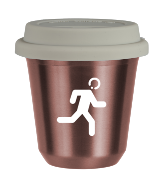 Tasse 150 ml OR ROSE "Coureur (blanc)", avec couvercle blanc Tasse 150 ml OR ROSE "Coureur (blanc)", avec couvercle blanc