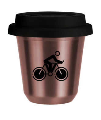 Tasse 150 ml OR ROSE "Cyclisme 2", avec couvercle noir Tasse 150 ml OR ROSE "Cyclisme 2", avec couvercle noir