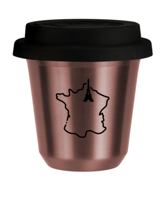 Tasse 150 ml OR ROSE "France (noir)", avec couvercle noir Tasse 150 ml OR ROSE "France (noir)", avec couvercle noir
