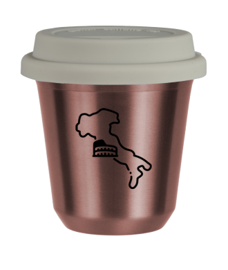 Tasse 150 ml OR ROSE "Italie (noir)", avec couvercle blanc Tasse 150 ml OR ROSE "Italie (noir)", avec couvercle blanc