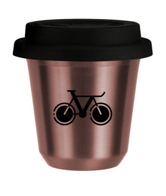 Tasse 150 ml OR ROSE "Vélo 1 (noir)", avec couvercle noir Tasse 150 ml OR ROSE "Vélo 1 (noir)", avec couvercle noir