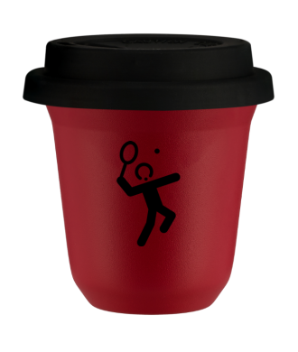 Tasse 150 ml ROUGE "Tennis 2 (noir)", avec couvercle noir Tasse 150 ml ROUGE "Tennis 2 (noir)", avec couvercle noir