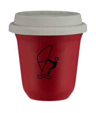 Tasse 150 ml ROUGE "Sports nautiques (noir)", avec couvercle blanc Tasse 150 ml ROUGE "Sports nautiques (noir)", avec couvercle blanc