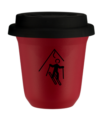 Tasse 150 ml ROUGE "Ski", avec couvercle noir Tasse 150 ml ROUGE "Ski", avec couvercle noir