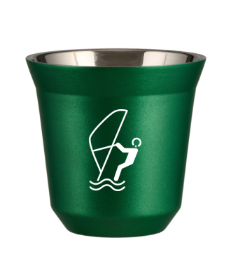 Tasse 80 ml VERT MÉTALLIQUE "Sports nautiques (blanc)" Tasse 80 ml VERT MÉTALLIQUE "Sports nautiques (blanc)"