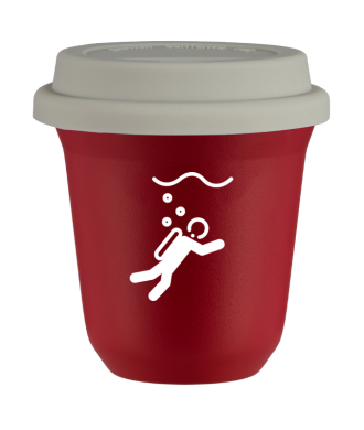 Tasse 150 ml ROUGE "Plongée (blanc)", avec couvercle blanc Tasse 150 ml ROUGE "Plongée (blanc)", avec couvercle blanc