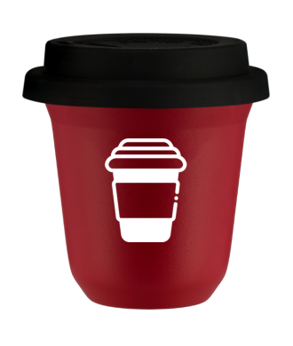 Tasse 150 ml ROUGE, avec couvercle noir Tasse 150 ml ROUGE, avec couvercle noir