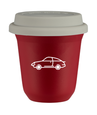 Tasse 150 ml ROUGE "Voiture (blanc)", avec couvercle blanc Tasse 150 ml ROUGE "Voiture (blanc)", avec couvercle blanc