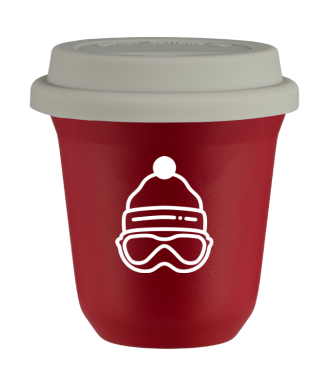 Tasse 150 ml ROUGE "Casquette (blanc)", avec couvercle blanc Tasse 150 ml ROUGE "Casquette (blanc)", avec couvercle blanc