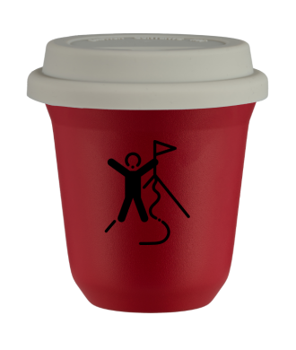 Tasse 150 ml ROUGE "Escalade 1 (noir)", avec couvercle blanc Tasse 150 ml ROUGE "Escalade 1 (noir)", avec couvercle blanc