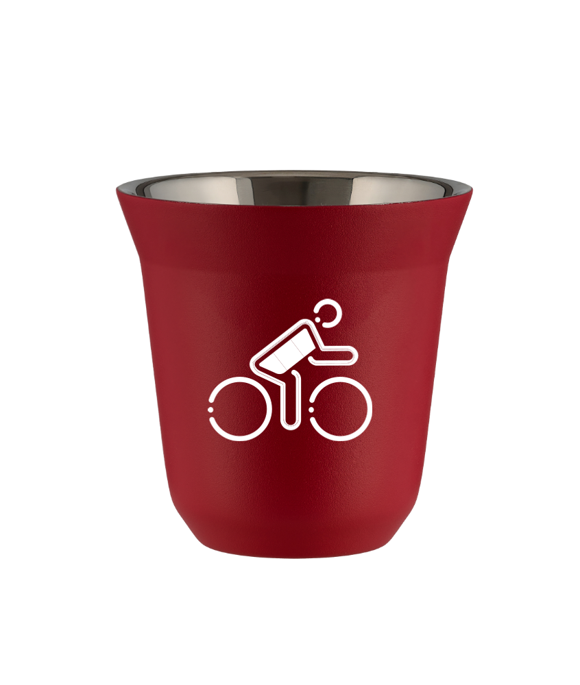 Tasse 150 ml ROUGE "Cycliste aux couleurs allemandes (blanc)"