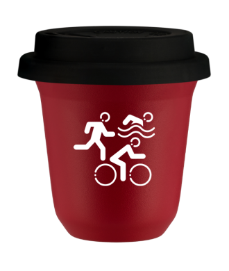 Tasse 150 ml ROUGE "Sports (blanc)", avec couvercle noir Tasse 150 ml ROUGE "Sports (blanc)", avec couvercle noir