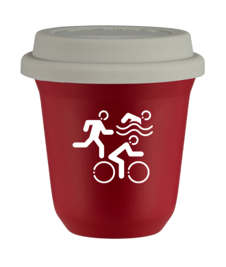 Tasse 150 ml ROUGE "Sports (blanc)", avec couvercle blanc Tasse 150 ml ROUGE "Sports (blanc)", avec couvercle blanc