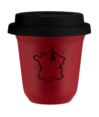 Tasse 150 ml ROUGE "France (noir)", avec couvercle noir Tasse 150 ml ROUGE "France (noir)", avec couvercle noir