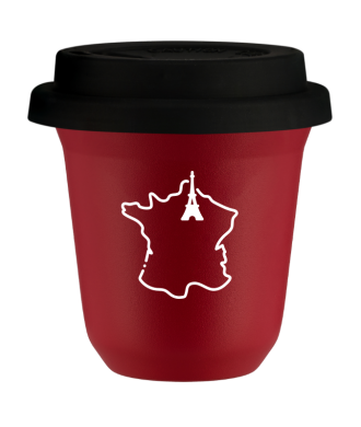 Tasse 150 ml ROUGE "France (blanc)", avec couvercle noir Tasse 150 ml ROUGE "France (blanc)", avec couvercle noir