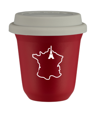 Tasse 150 ml ROUGE "France (blanc)", avec couvercle blanc Tasse 150 ml ROUGE "France (blanc)", avec couvercle blanc