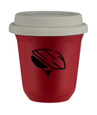Tasse 150 ml ROUGE "Casque", avec couvercle blanc Tasse 150 ml ROUGE "Casque", avec couvercle blanc