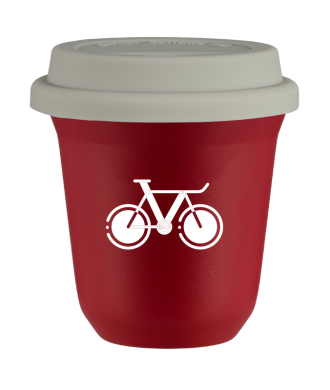 Tasse 150 ml ROUGE "Vélo 1 (blanc)", avec couvercle blanc Tasse 150 ml ROUGE "Vélo 1 (blanc)", avec couvercle blanc