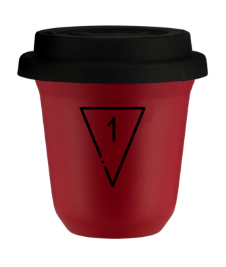Tasse 150 ml ROUGE "1 (noir)", avec couvercle noir Tasse 150 ml ROUGE "1 (noir)", avec couvercle noir