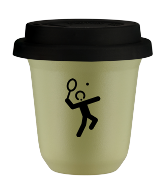 Tasse 150 ml PISTACHE "Tennis 2 (noir)", avec couvercle noir Tasse 150 ml PISTACHE "Tennis 2 (noir)", avec couvercle noir