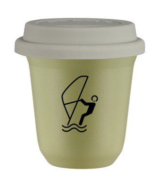 Tasse 150 ml PISTACHE "Sports nautiques (noir)", avec couvercle blanc Tasse 150 ml PISTACHE "Sports nautiques (noir)", avec couvercle blanc
