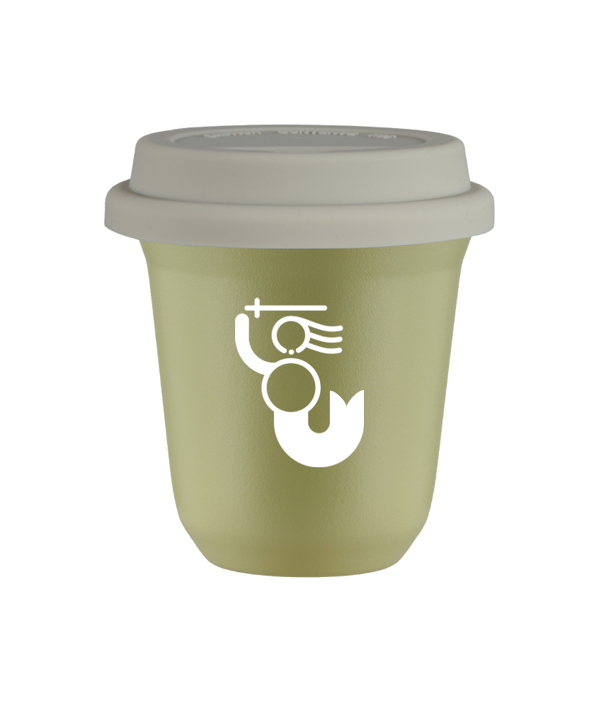 Tasse 150 ml PISTACHE "WARSZAWSKA SYRENKA (blanc)", avec couvercle blanc