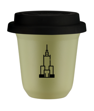 Tasse 150 ml PISTACHE "Pałac kultury i nauki", avec couvercle noir Tasse 150 ml PISTACHE "Pałac kultury i nauki", avec couvercle noir
