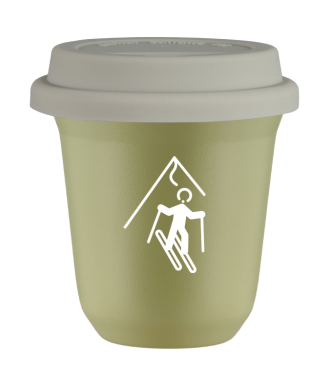 Tasse 150 ml PISTACHE "Ski (blanc)", avec couvercle blanc Tasse 150 ml PISTACHE "Ski (blanc)", avec couvercle blanc