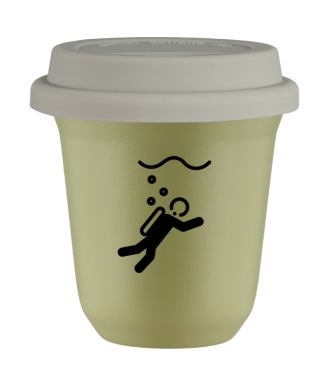 Tasse 150 ml PISTACHE "Plongée (noir)", avec couvercle blanc Tasse 150 ml PISTACHE "Plongée (noir)", avec couvercle blanc