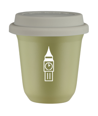 Tasse 150 ml PISTACHE "BIG BEN (blanc)", avec couvercle blanc Tasse 150 ml PISTACHE "BIG BEN (blanc)", avec couvercle blanc