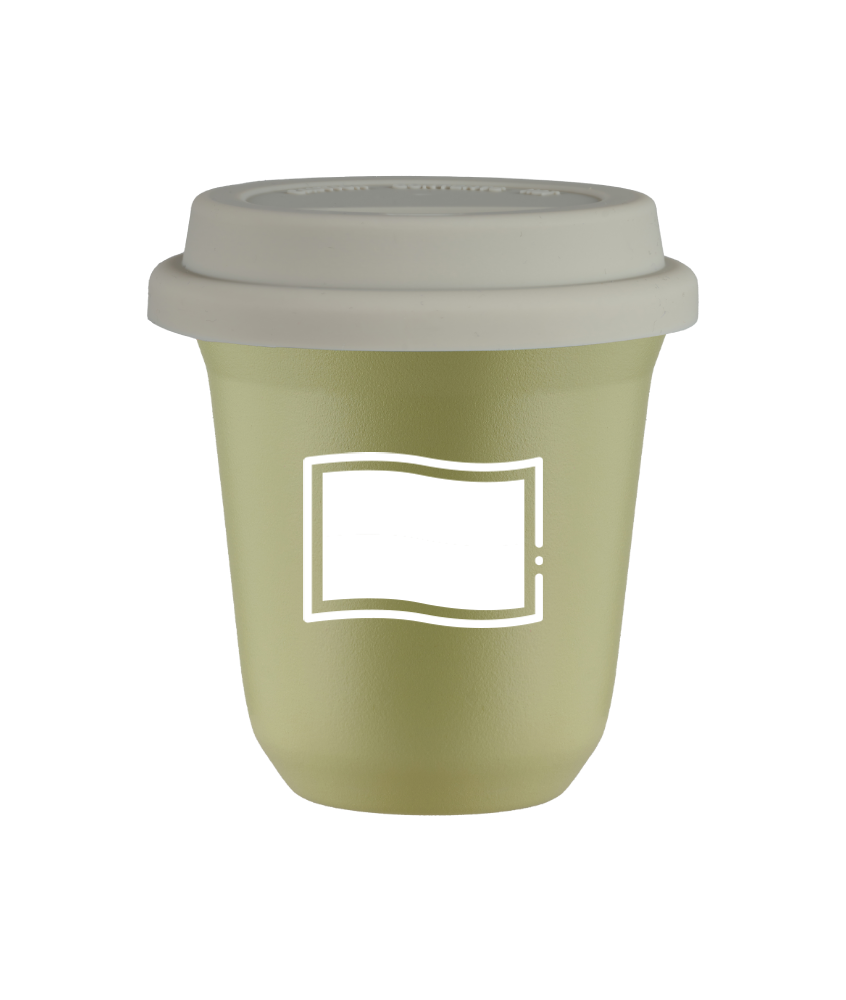 Tasse 150 ml PISTACHE "Drapeau polonais (blanc)", avec couvercle blanc