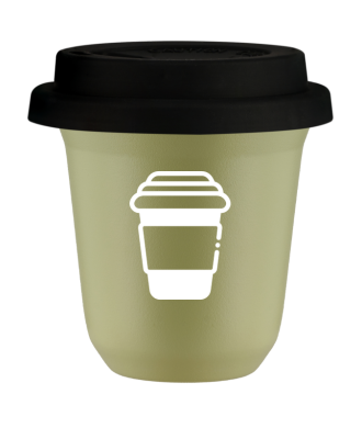 Tasse 150 ml PISTACHE, avec couvercle noir Tasse 150 ml PISTACHE, avec couvercle noir