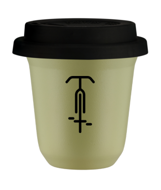 Tasse 150 ml PISTACHE "Cyclisme 1", avec couvercle noir Tasse 150 ml PISTACHE "Cyclisme 1", avec couvercle noir