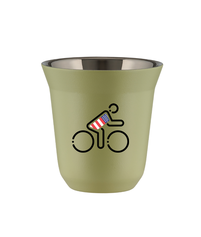 Tasse 150 ml PISTACHE "Cycliste aux couleurs britanniques (noir)"