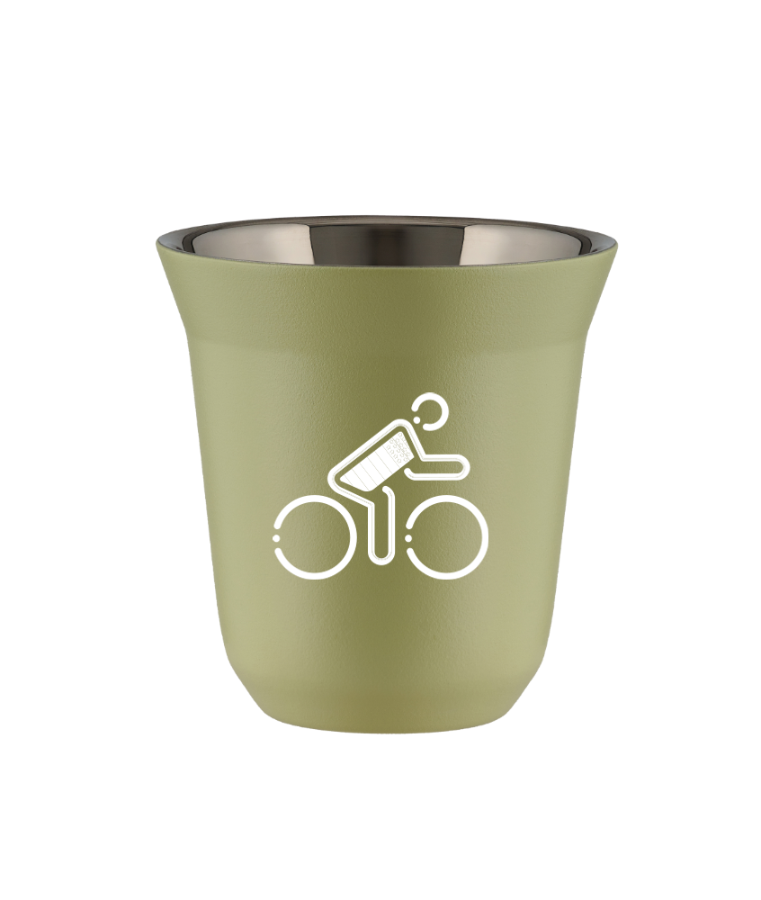 Tasse 150 ml PISTACHE "Cycliste aux couleurs britanniques (blanc)"